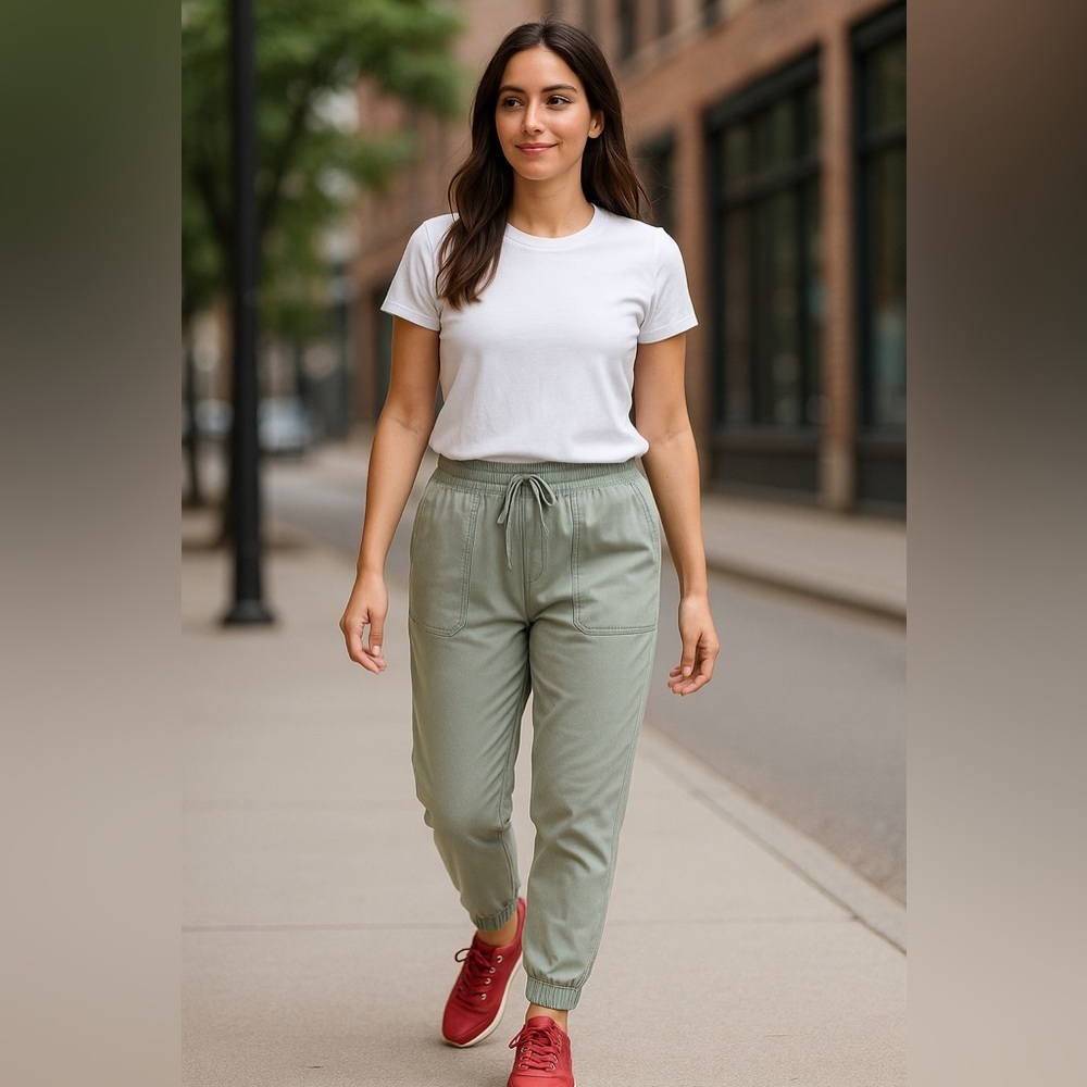 Athleta Women’s Utility Jogger Pants XL Sage Green Cotton Stretch‎ Casual